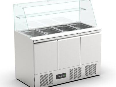 SALADETTE REFRIGEREE VITREE POSITIVE 3P 4 BACS GN1/1 251L 3 GRILLES + 3PG BAC GN NON INCLUS