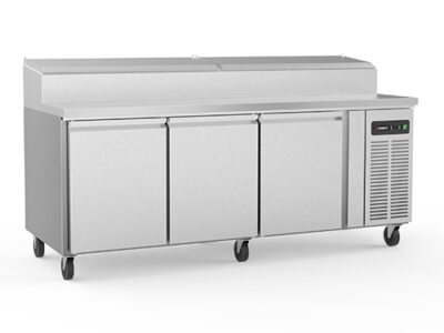 DESSERTE DE PREPARATION REFRIGEREE POSITIVE 3P 10 BACS GN 1/3 580L 3 GRILLES 600x400 + 3 PG