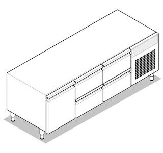 SOUBASSEMENT RÉFRIGÉRÉ GN 1/1 - 1 PORTE + 4 TIROIRS