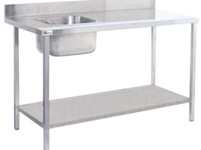 TABLE DE CHEF AVEC ÉVIER À GAUCHE - LONG. 1600 MM