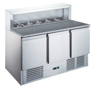 TABLE À PIZZA INOX - PROF 700 - GN 1/1 - 3 PORTES