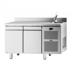 TABLE RÉFRIGÉRÉE NEOS GN 1/1 - 2 PORTES PLEINES - AVEC ÉVIER - POSITIVE -2/+8°C