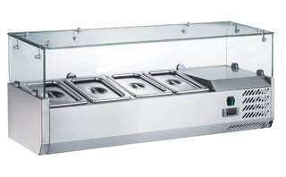 VITRINE POUR 7 BACS GN 1/4 - VITRAGE DROIT