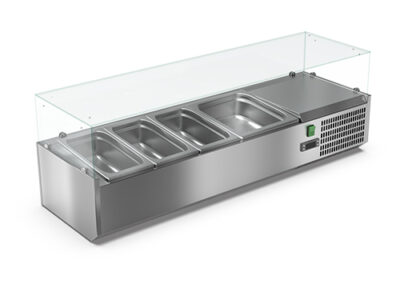 VITRINETTE  RÉFRIGÉRÉE VITRÉE  3xGN1/3 + 1xGN1/2 BAC GN NON INCLUS