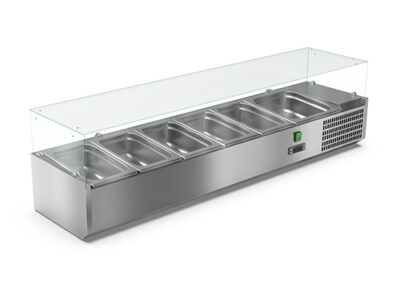 VITRINETTE  RÉFRIGÉRÉE VITRÉE 5xGN1/3 + 1xGN1/2 BAC GN NON INCLUS