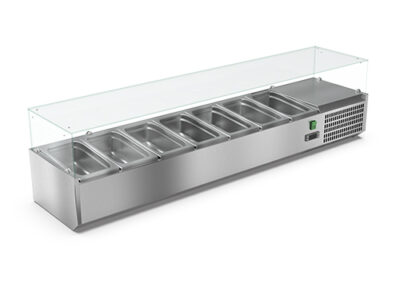 VITRINETTE RÉFRIGÉRÉE VITRÉE 7xGN1/3 BAC GN NON INCLUS