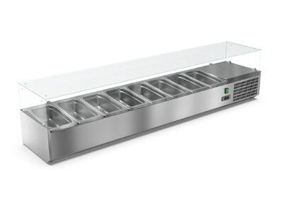 VITRINETTE RÉFRIGÉRÉE VITRÉE  8xGN1/3 BAC GN NON INCLUS