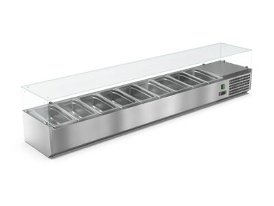 VITRINETTE RÉFRIGÉRÉE VITRÉE 9xGN1/3 BAC GN NON INCLUS