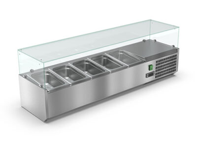 VITRINETTE  RÉFRIGÉRÉ VITRÉE 5 BACS GN1/4  BAC GN NON INCLUS