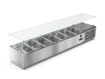 VITRINETTE RÉFRIGÉRÉE VITRÉE 7 BACS GN1/4 BAC GN NON INCLUS