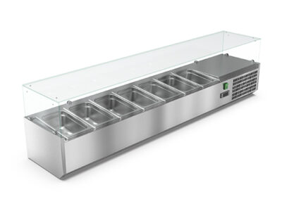 VITRINETTE RÉFRIGÉRÉE VITRÉE 8 BACS GN1/4 BAC GN NON INCLUS