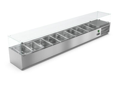 VITRINETTE RÉFRIGÉRÉE VITRÉE 10 BACS GN1/4 BAC GN NON INCLUS