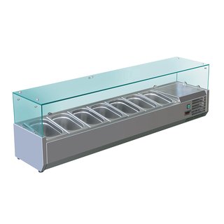 VITRINE POUR TABLE À PIZZA - 7 BACS GN 1/4