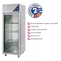 ARMOIRE NÉGATIVE 600 L SANS GROUPE - 1 PORTE VITRÉE