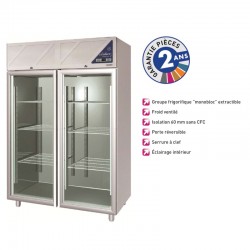 ARMOIRE NÉGATIVE 1200 L - 2 PORTES VITRÉES