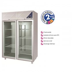 ARMOIRE NÉGATIVE 1200 L SANS GROUPE - 2 PORTES VITRÉES
