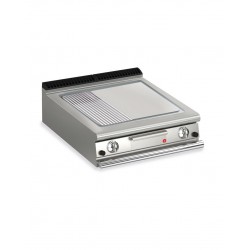 TOP PLANCHA GAZ - PLAQUE AISI 430 1/3 RAINURÉE LARG 800 MM