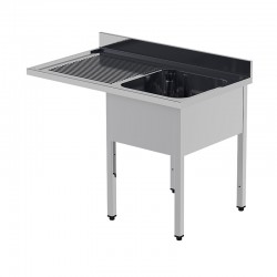 PLONGE INOX POUR LAVE-VAISSELLE - 1 BAC - EGOUTTOIR À GAUCHE - PROFONDEUR 700 MM