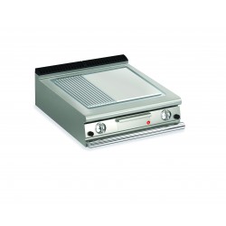 TOP PLANCHA GAZ - PLAQUE CHROME DUR 1/3 RAINURÉE LARG 800 MM