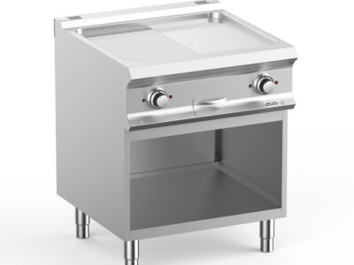 Plaque électrique ½ lisse ½ rainurée MBM professionnelle en acier inoxydable