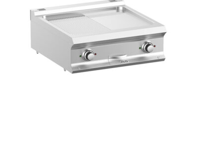 Plaque électrique chromée: ½ lisse ½ rainurée MBM