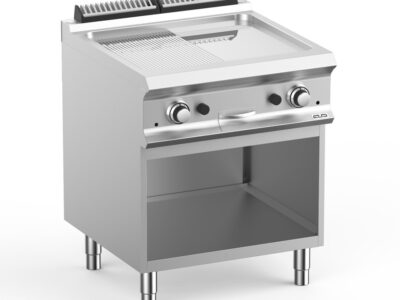 Plaque gaz ½ lisse ½ rainurée MBM – Cuisson polyvalente professionnelle