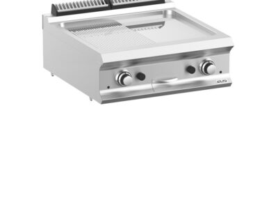 Plaque gaz chromée ½ lisse ½ rainurée MBM FTBG77TLRC – Plancha mixte professionnelle en inox